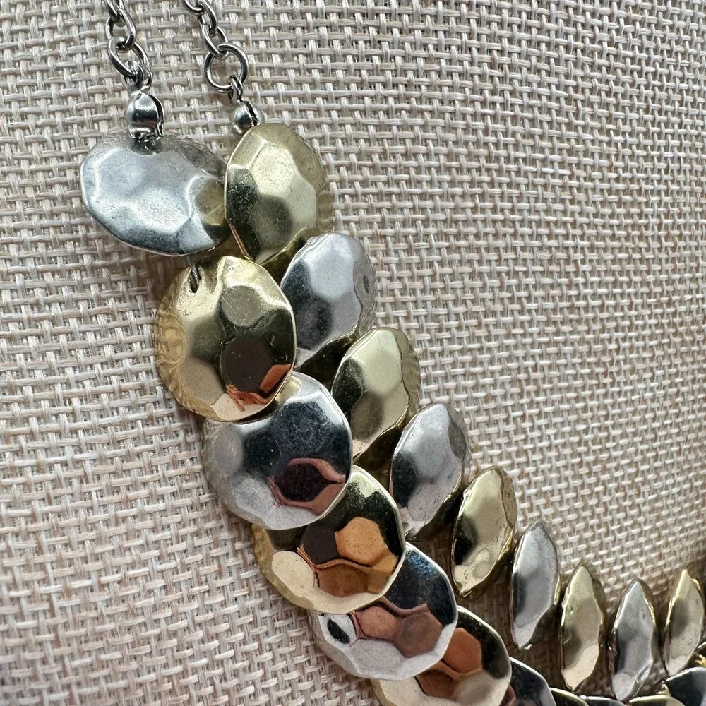 Vintage 90s Hammered Disc Double Strand Necklace Women's Classic Jewelry